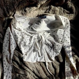 Brand Melville White Floral Tie Top